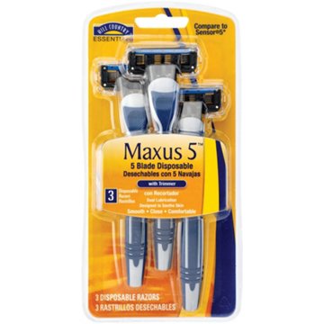 Hill Country Essentials 5 Blade Disposable Men’s Maxus Razors, 3 ct