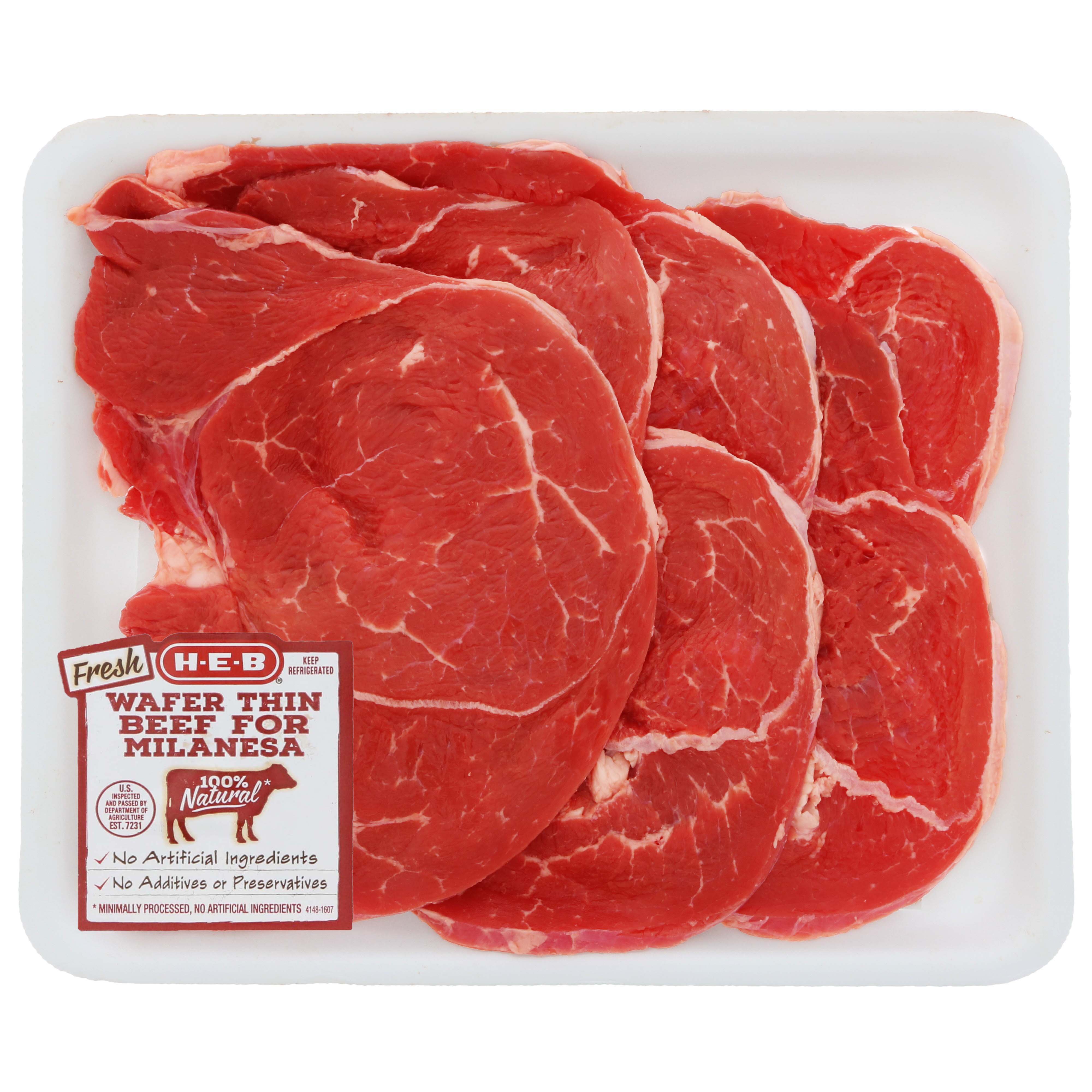 H-E-B Boneless Beef Round Tip Steak Milanesa, Wafer Thin Cut - USDA ...