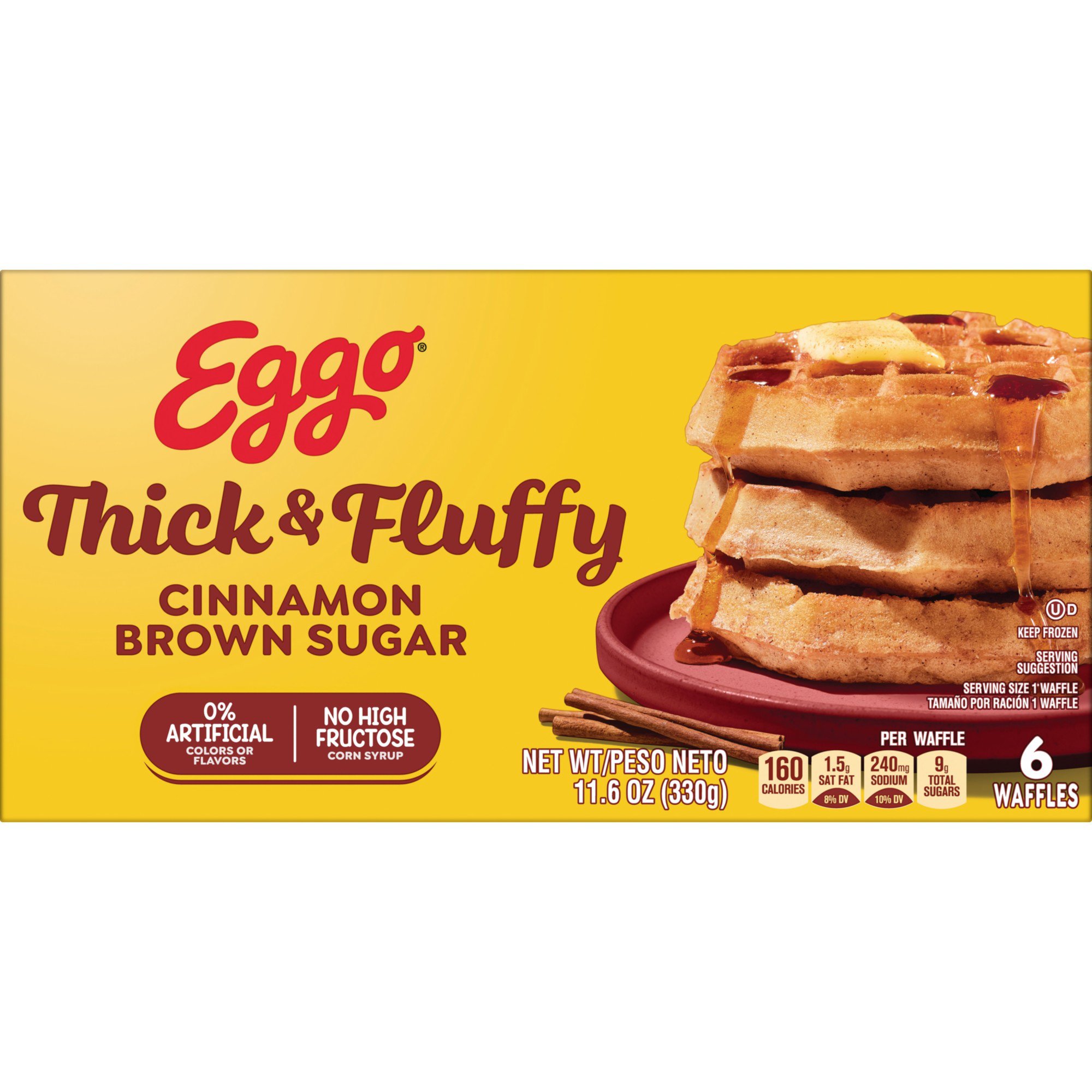 Eggo Thick & Fluffy Frozen Waffles - Cinnamon Brown Sugar, 6 ct