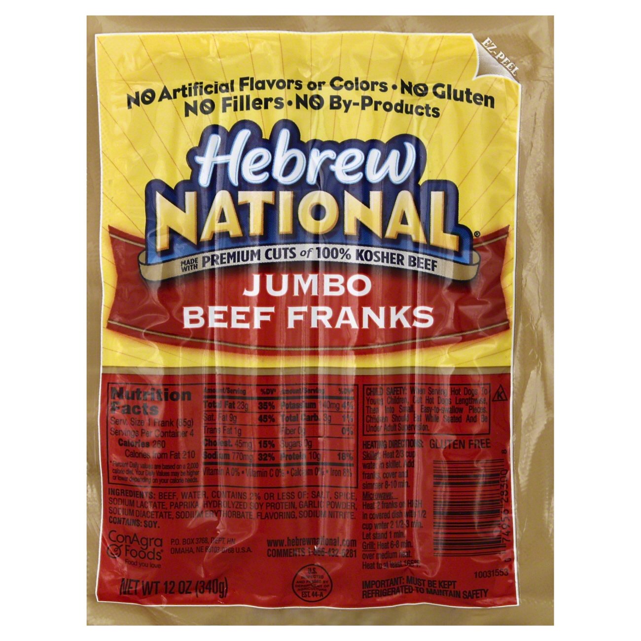 Hebrew National Jumbo Beef Franks Shop Hot dogs at HEB