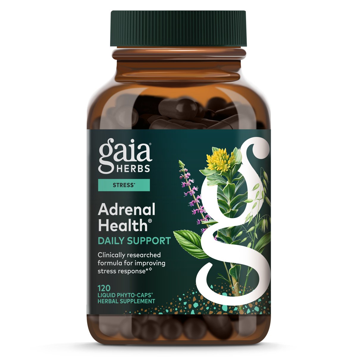 Gaia Herbs SystemSupport Adrenal Health Vegetarian Liquid Phyto-Caps Value Size, 120 CT