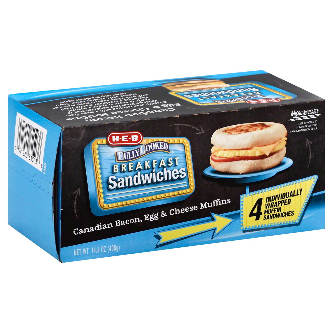 HEB Fully Cooked Canadian Bacon, Egg & Cheese Muffins Shop Sandwiches at HEB