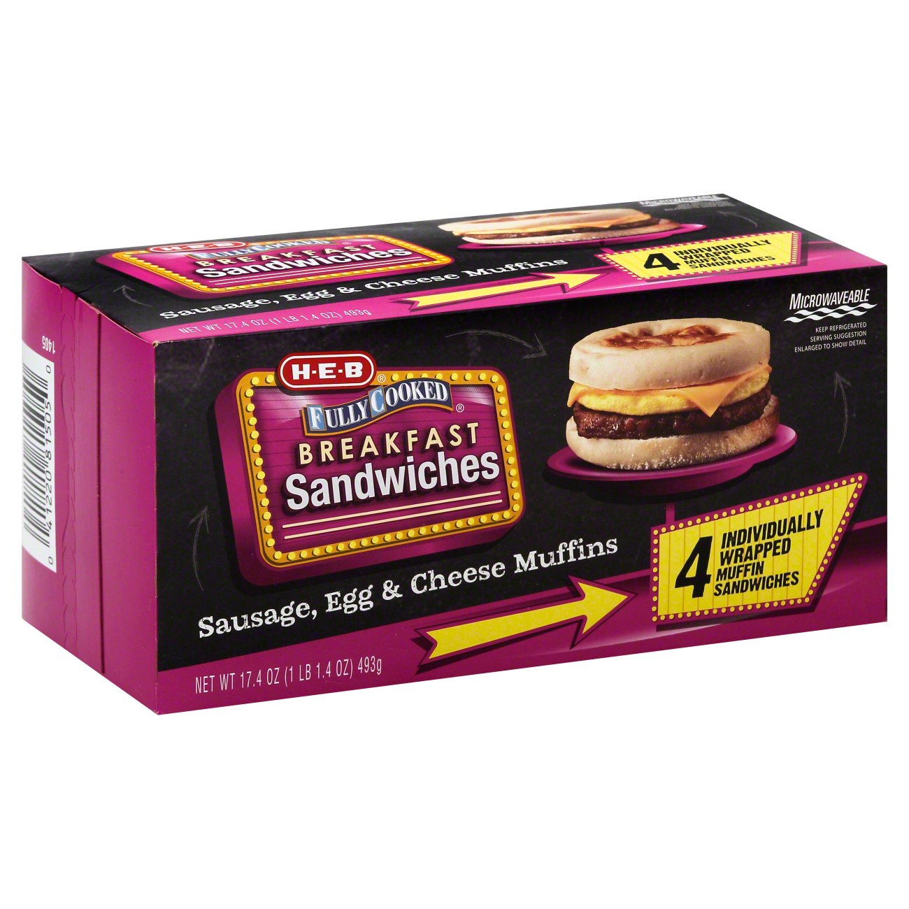 H-E-B Fully Cooked Sausage, Egg & Cheese Muffins - Shop Sandwiches At H-E-B