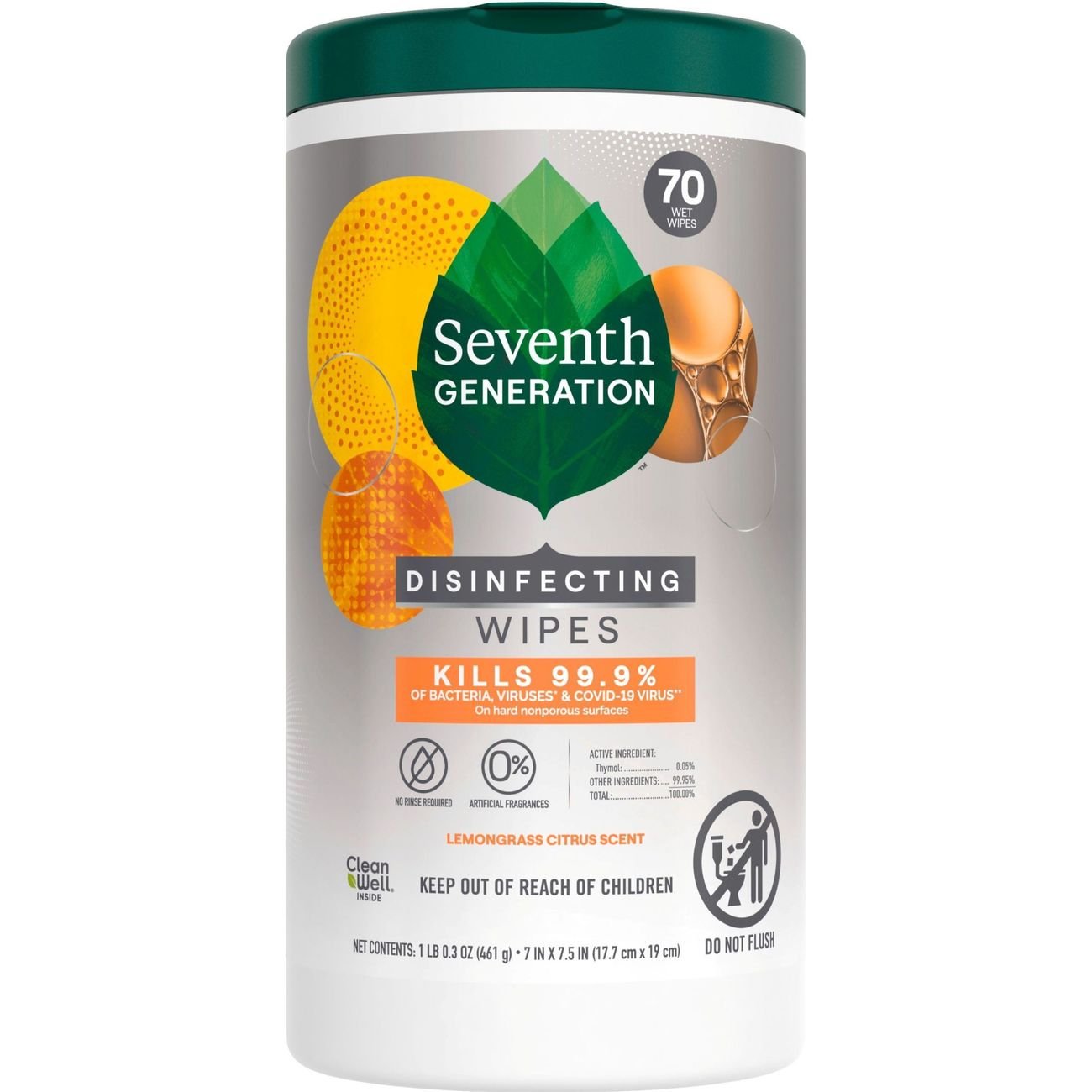 空気サプリメント　ヒバエステルG1L✖️7 Seventh Generation Lemongrass Citrus Scent Disinfecting Wipes