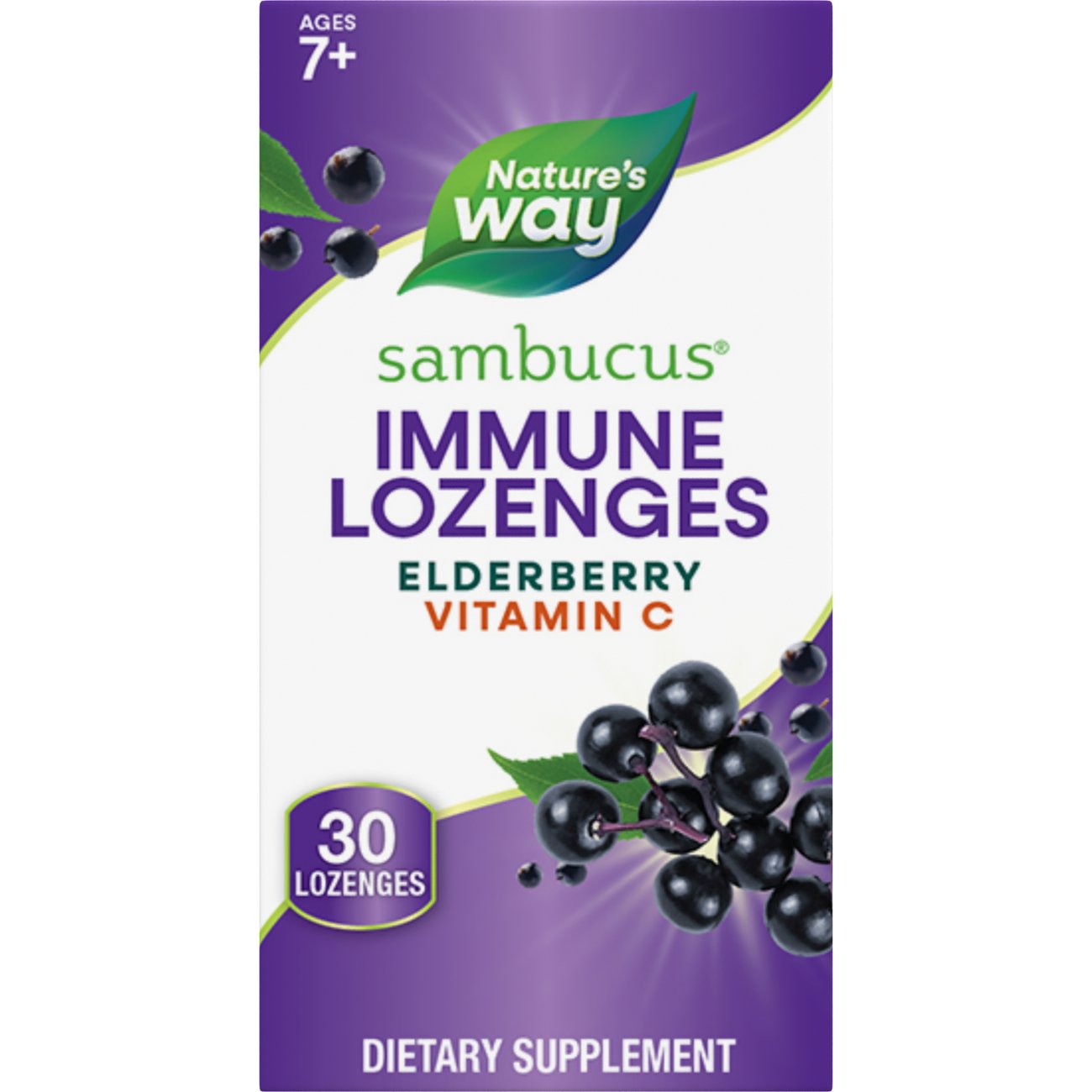 Nature's Way Sambucus Elderberry & Vitamin C Immune Lozenges, 30 ct