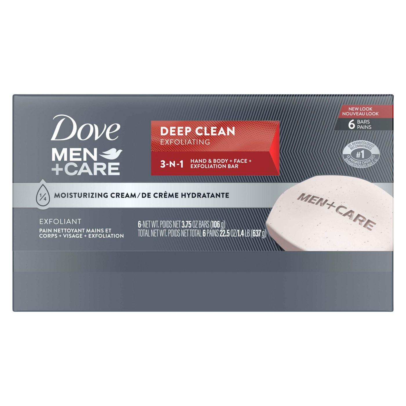Dove Men+Care Deep Clean Body Soap and Face Bar 4 oz, Bar Soap & Body Wash