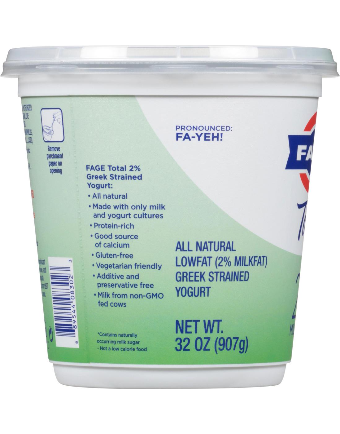 Fage Total 2% Low-Fat Plain Greek Yogurt; image 2 of 2