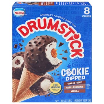 Nestle Drumstick Cookie Dipped Vanilla Variety Pack Sundae Cones, 8 ct
