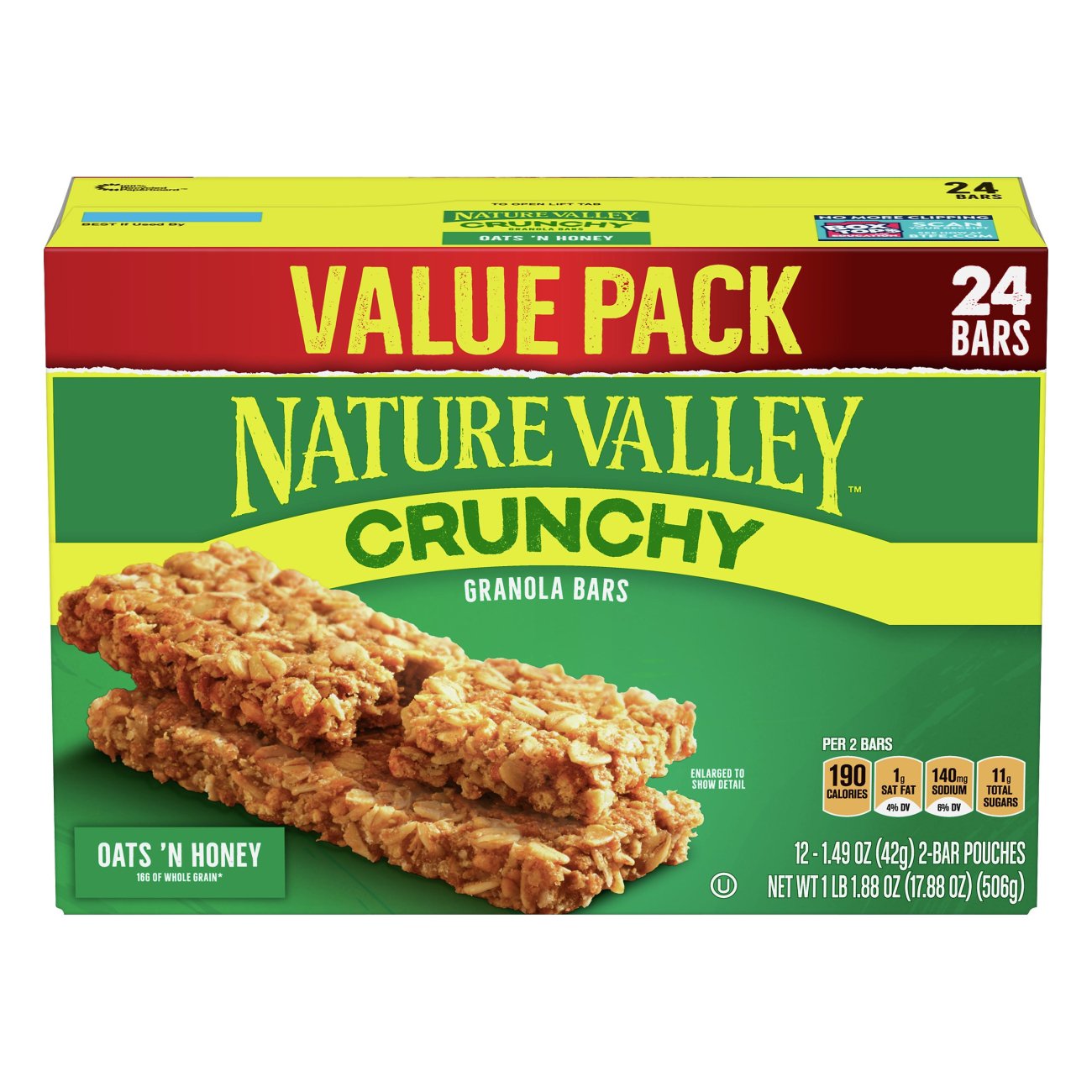 Nature Valley Crunchy Granola Bars, Oats 'n Honey, 1.49 oz, 24 ct, 48 bars