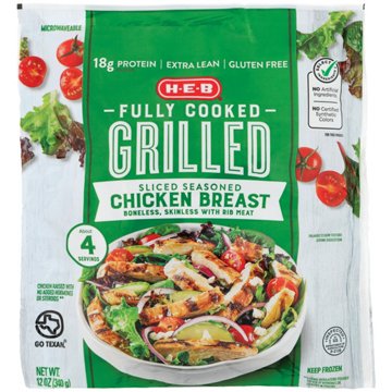 H-E-B Fully Cooked Frozen Sliced & Seasoned Grilled Chicken Breast, 12 oz