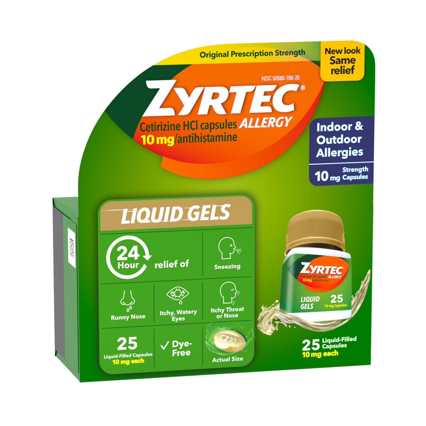 Zyrtec 24 Hour Allergy Relief Antihistamine Capsules; image 8 of 8