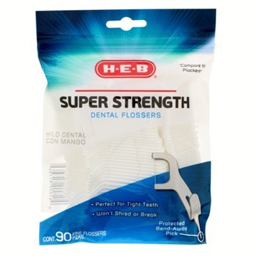 H-E-B Super Strength Dental Flossers & Pick, 90-ct