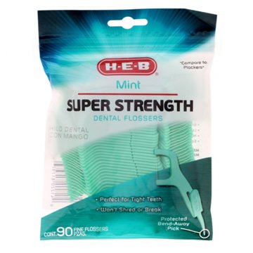 H-E-B Dental Flossers & Pick – Mint, 90 ct