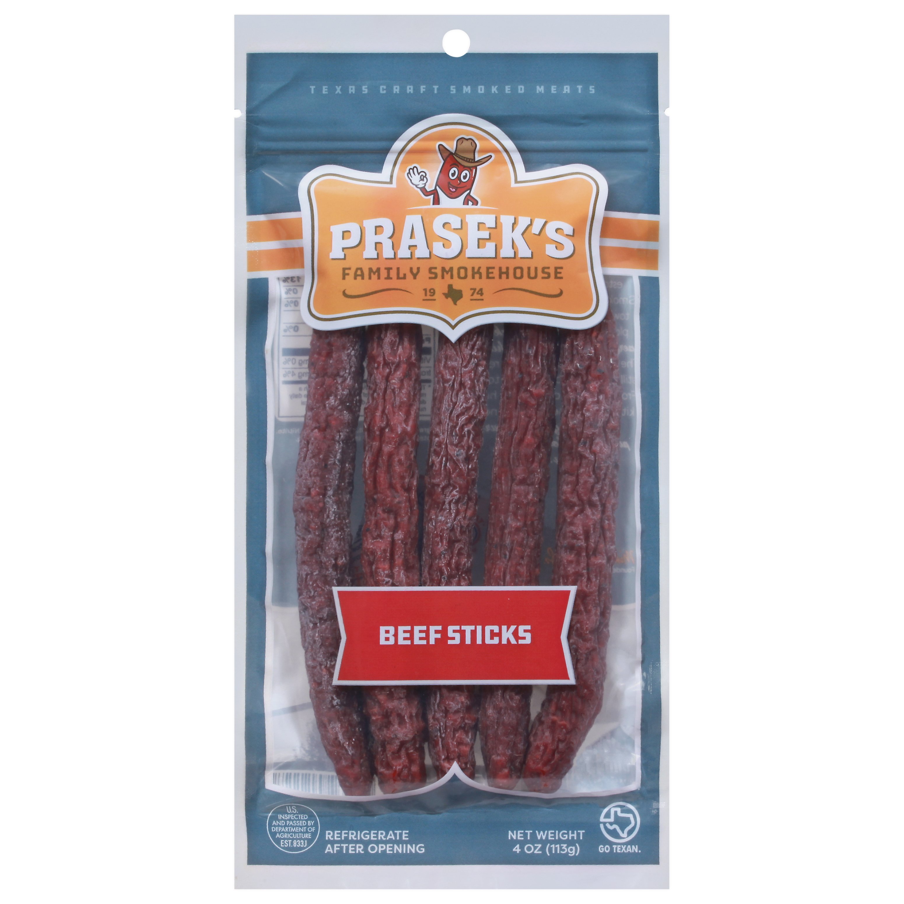 Prasek's Beef Sticks, 4 oz