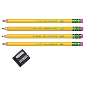 Ticonderoga My First Pre-Sharpened No.2 Wood Pencils & Sharpener, 4 pk