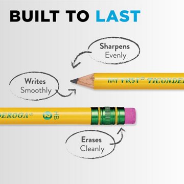 Ticonderoga My First Pre-Sharpened No.2 Wood Pencils & Sharpener, 4 pk