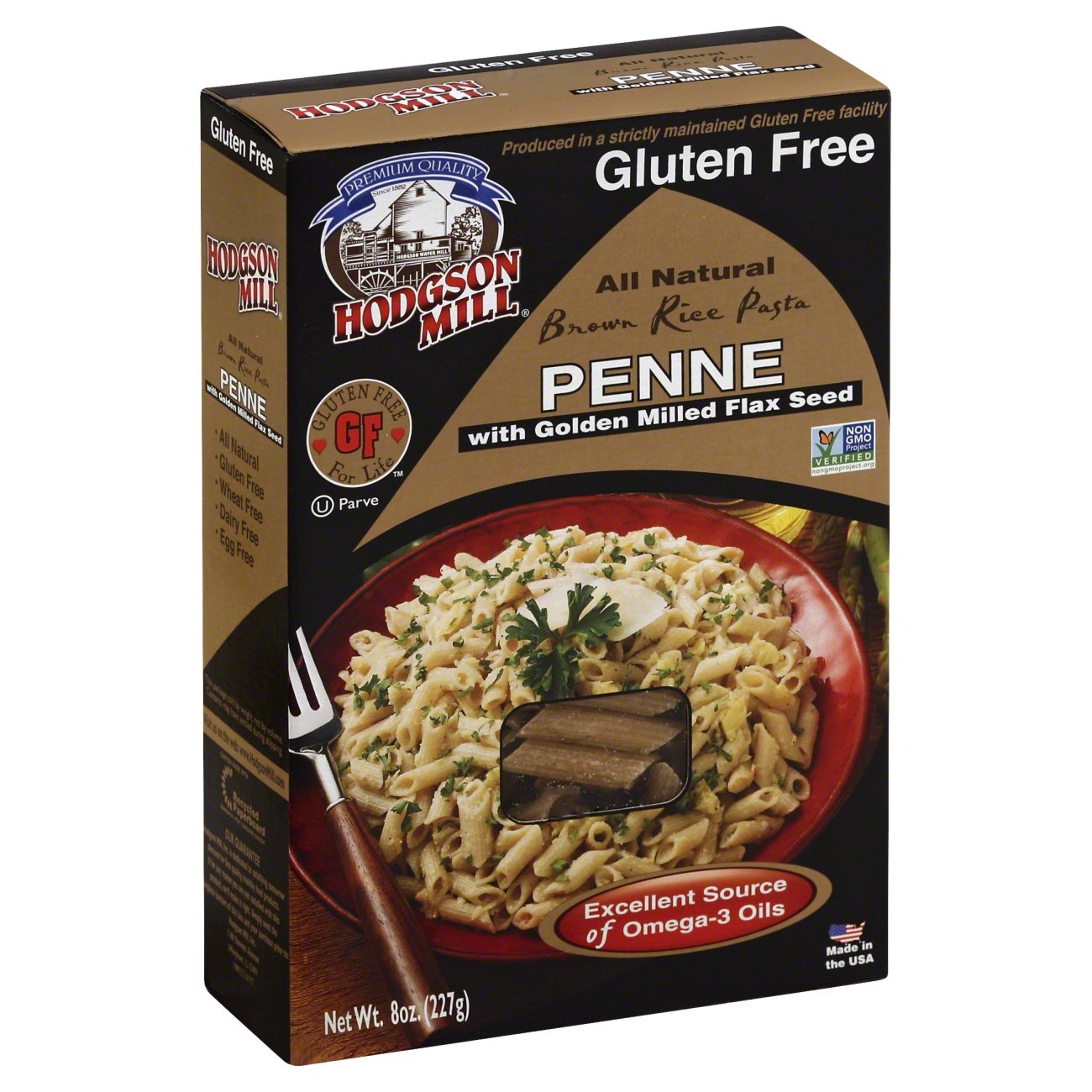 Hodgson Mill Gluten Free Brown Rice Penne With Golden Milled Flax Seed