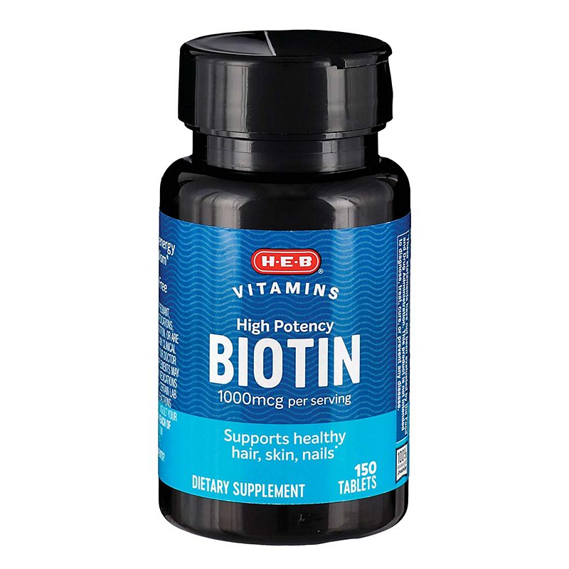 H-E-B Vitamins High Potency Biotin Tablets - 1,000 mcg - Shop Vitamins &  Supplements at H-E-B