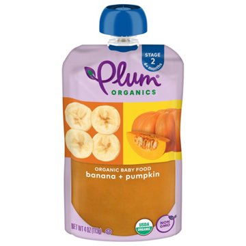 Plum Organics Baby Food Pouch - Pumpkin + Banana, 4 oz