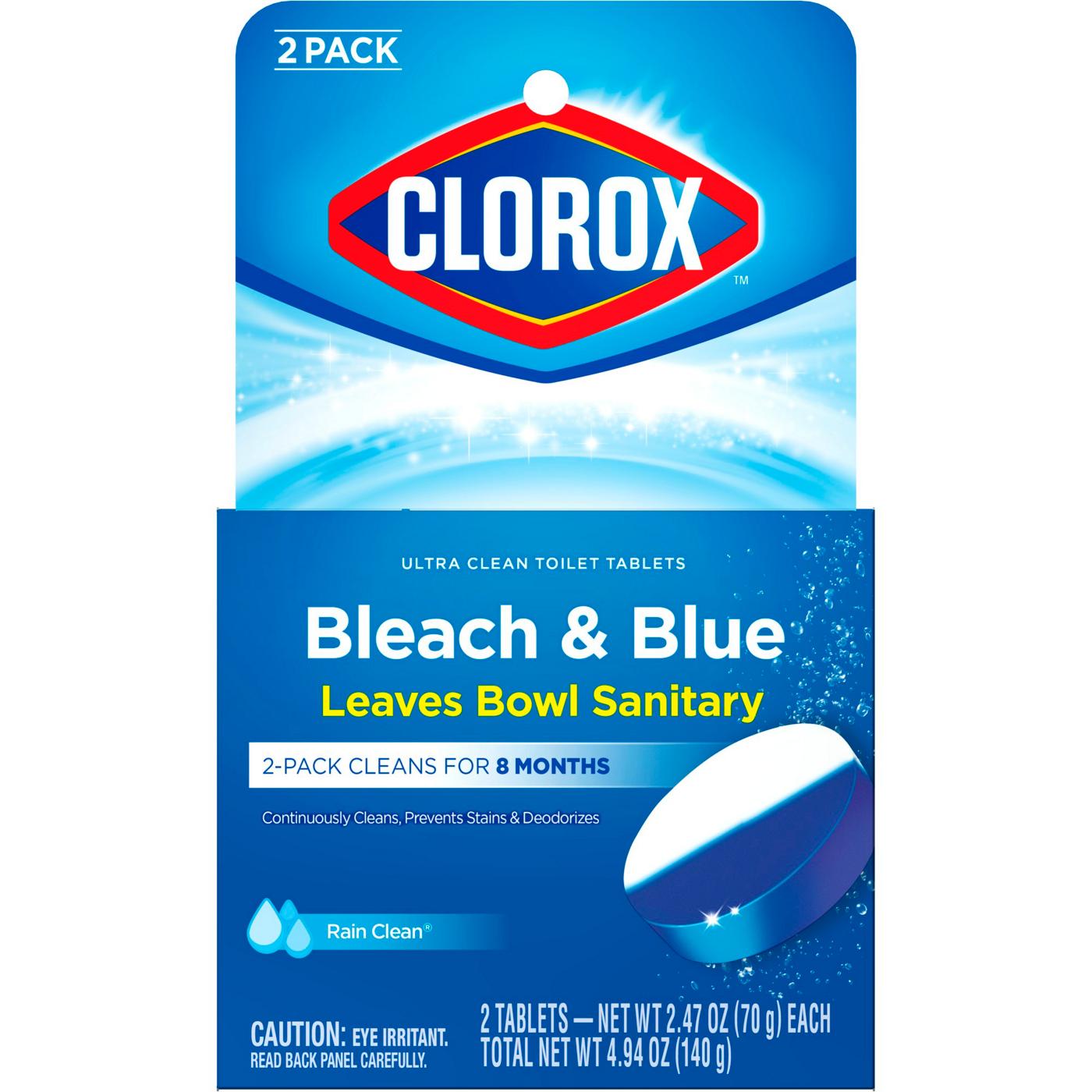 Clorox Bleach & Blue Ultra Clean Toilet Tablets Rain Clean Scent; image 1 of 9