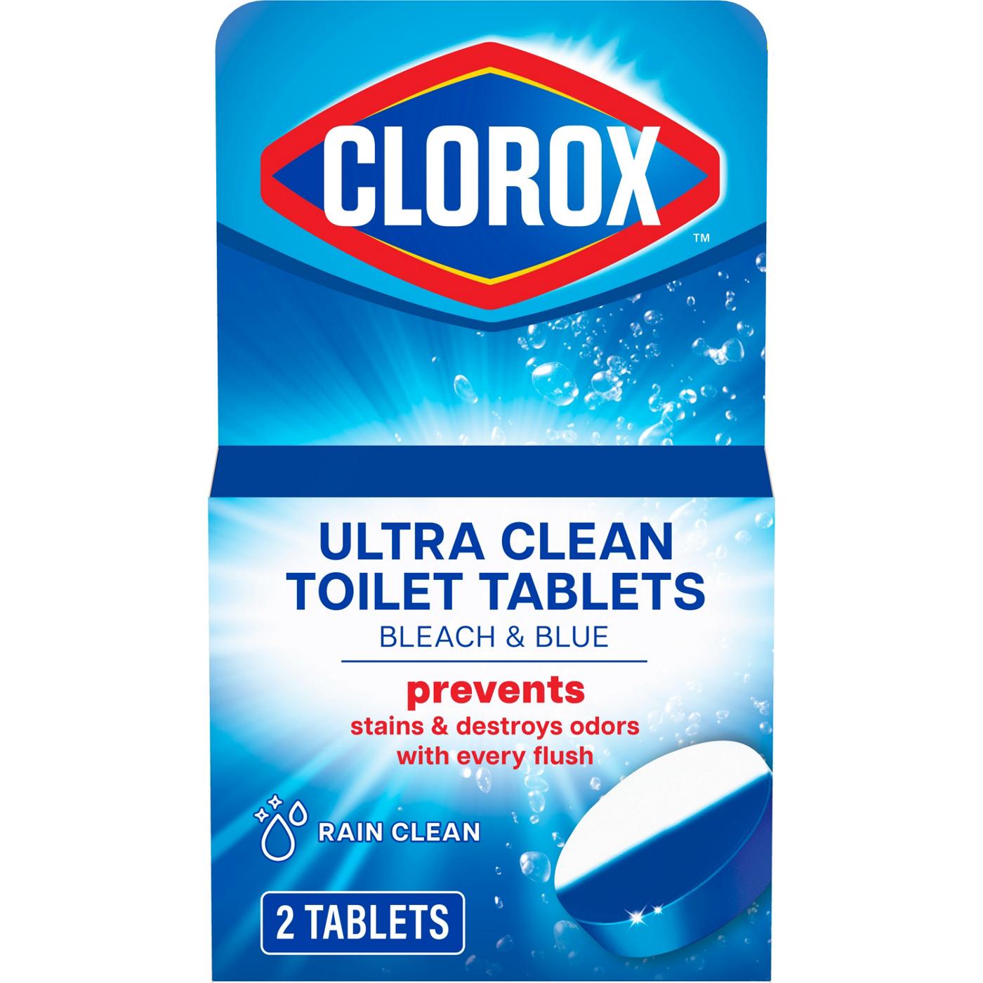 Clorox Ultra Clean Toilet Tablets Bleach & Blue - Rain Clean Scent; image 1 of 10