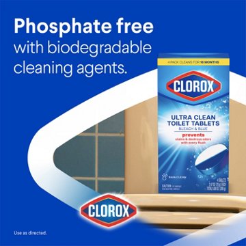 Clorox Ultra Clean Toilet Tablets Bleach & Blue - Rain Clean Scent, 2 ct
