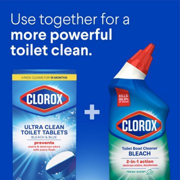 Clorox Ultra Clean Toilet Tablets Bleach & Blue - Rain Clean Scent, 2 ct