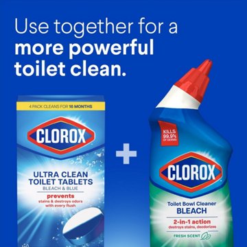 Clorox Ultra Clean Bleach & Blue Toilet Tablets - Rain Clean, 4.94 oz