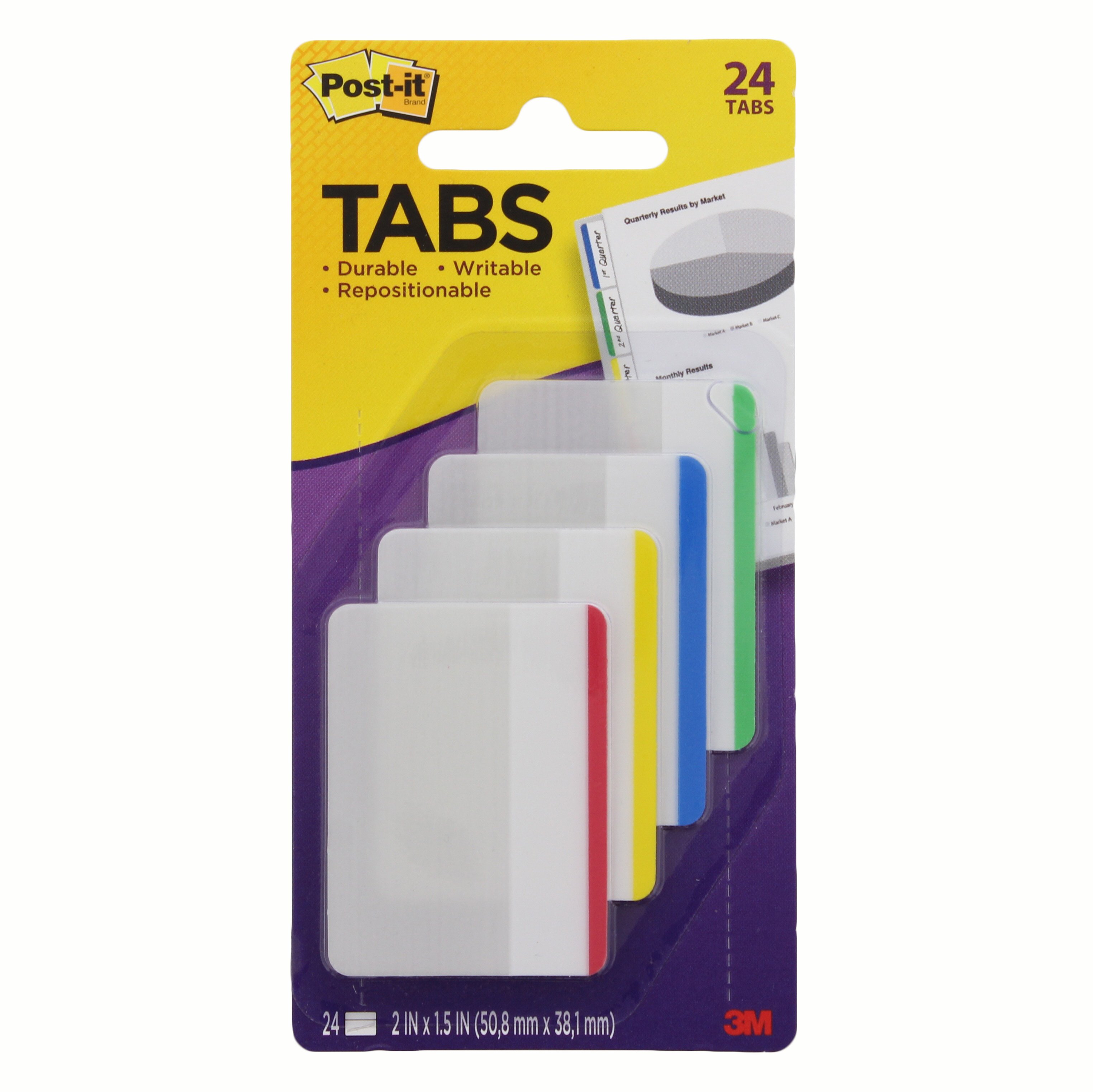 Postit 2x1.5 in Durable Filing Tabs, Assorted Primary Colors Shop
