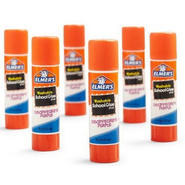 Elmer's Washable Disappering Purple School Glue Sticks, 6 pk