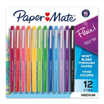 Paper Mate Flair 0.7mm Felt Tip Pens - Assorted Ink, 12 pk