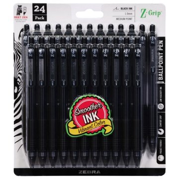 Zebra Z-Grip 1.0mm Retractable Ballpoint Pens - Black Ink