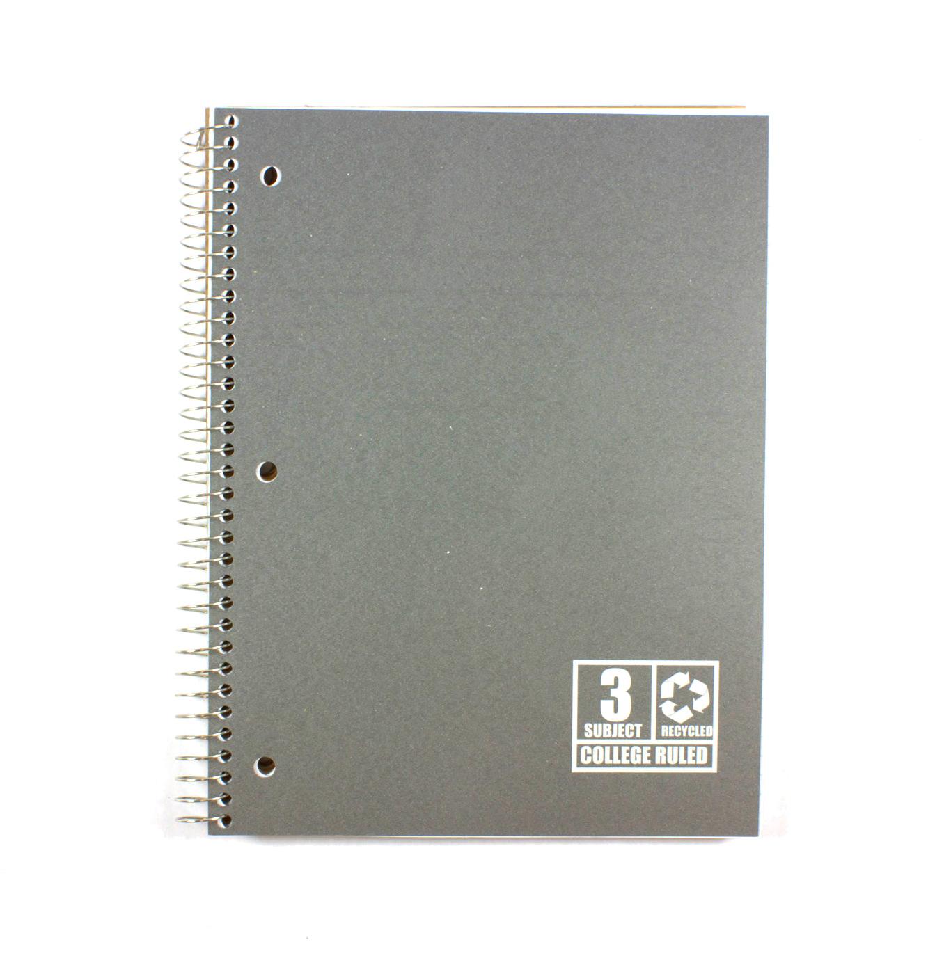 Norcom Recycled 3 Subject College Ruled Spiral Notebook, Assorted ...