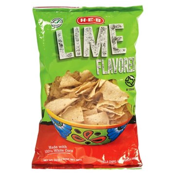 H-E-B Lime-Flavored White Corn Tortilla Chips, 14 oz