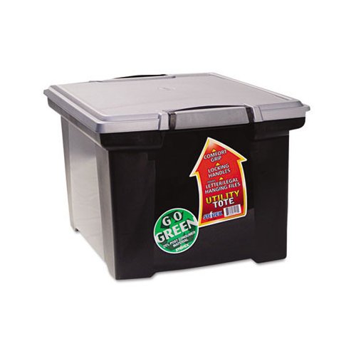 Storex Black & Silver Letter/Legal Portable Filing Utility Tote Storage ...