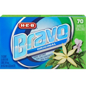 H-E-B Bravo Fabric Softener Dryer Sheets - Original, 70 ct
