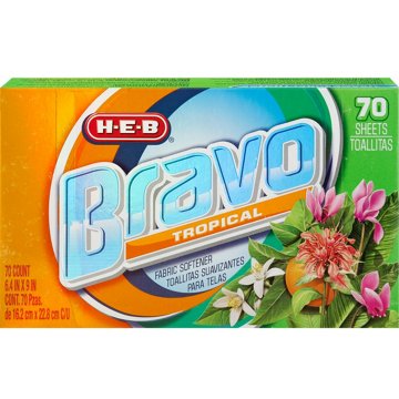 H-E-B Bravo Fabric Softener Dryer Sheets - Tropical, 70 ct