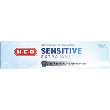 H-E-B Sensitive Extra White Toothpaste - Fresh Mint, 4 oz
