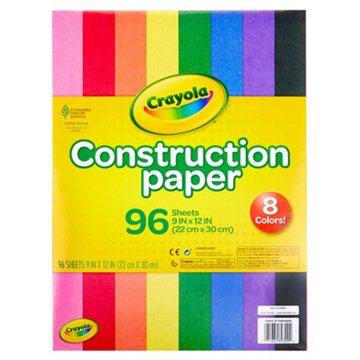 Crayola Construction Paper - 8 Colors, 96 ct, 9" x 12"