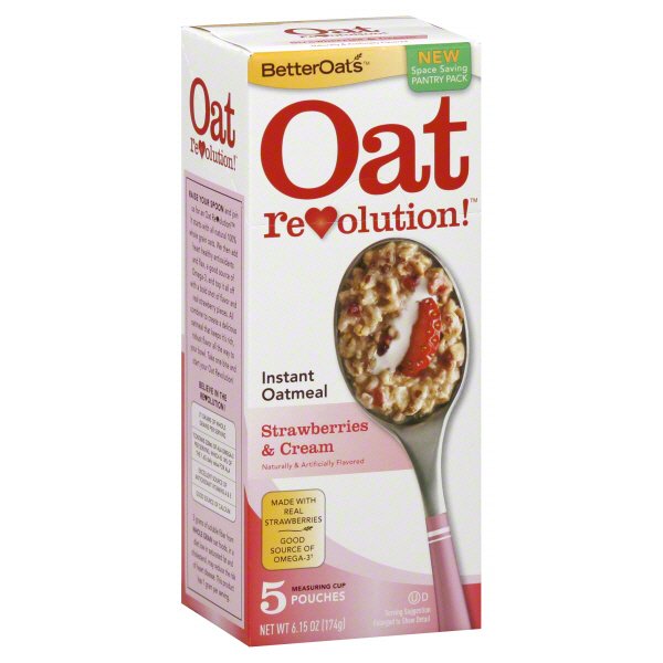 Better Oats® Oat Revolution!® Strawberry & Cream Instant Oatmeal with Flax  Cereal Reviews 2024