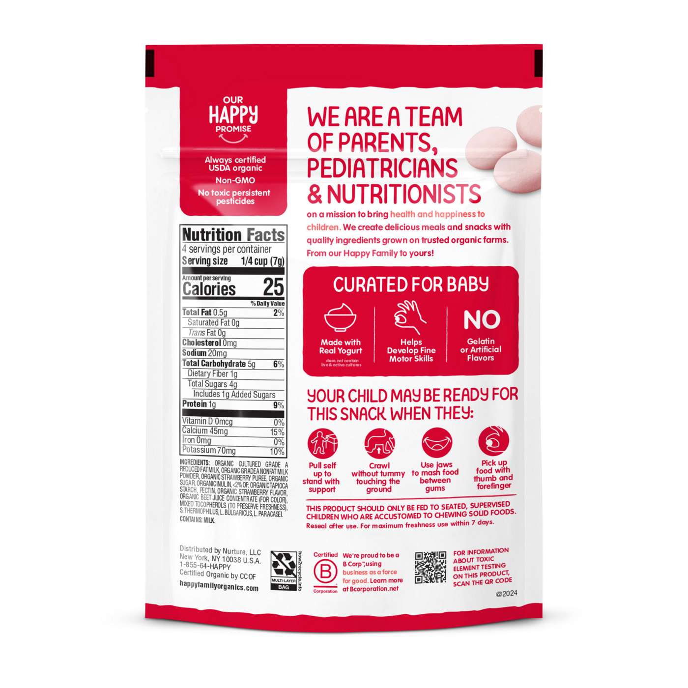 Happy Baby Organics Yogis Strawberry & Yogurt Freeze-Dried Organic; image 3 of 8