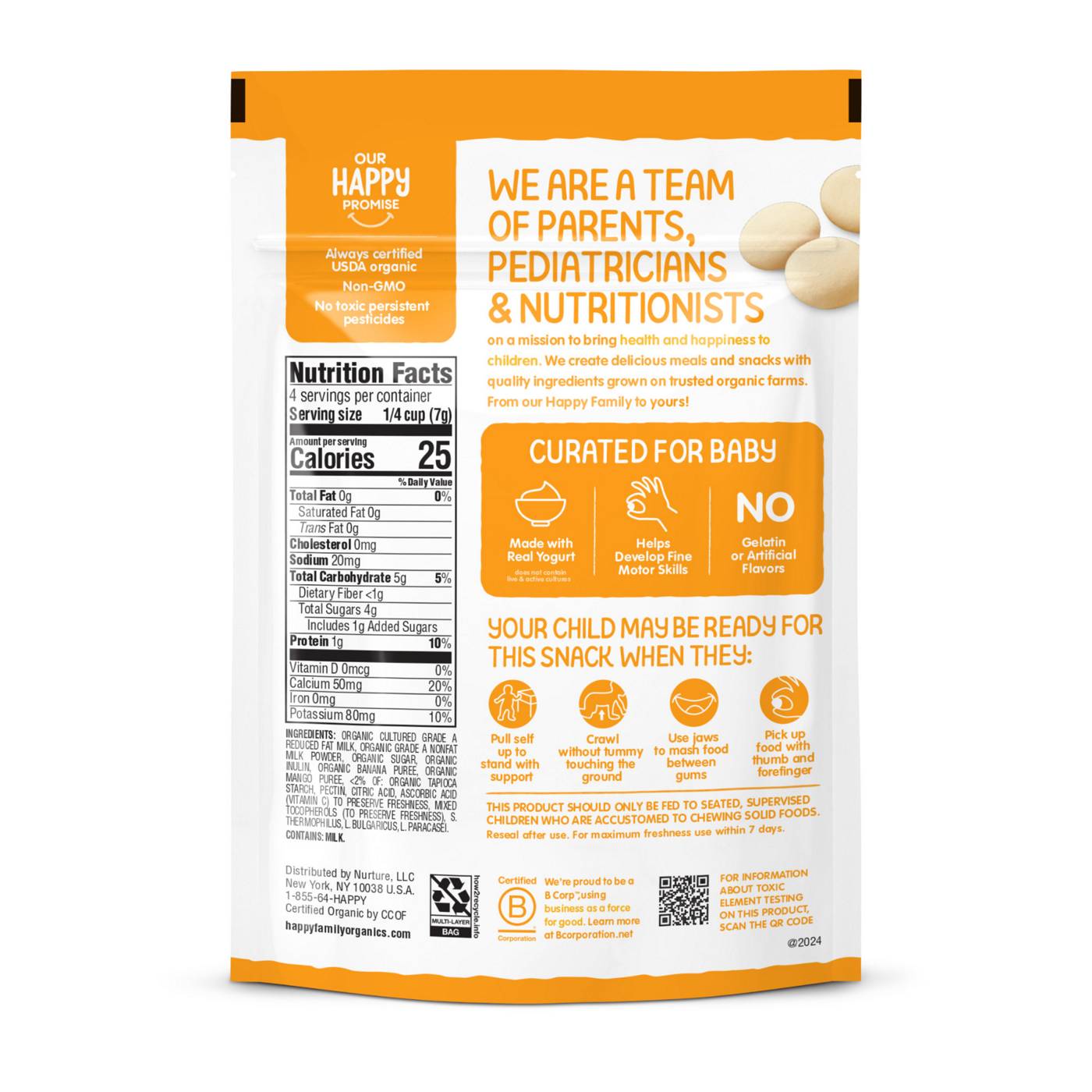 Happy Baby Organics Yogis Banana Mango & Yogurt Freeze-Dried Organic; image 10 of 10