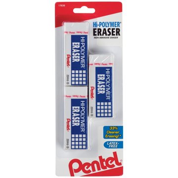 Pentel Hi-Polymer Block Erasers, 3 ct