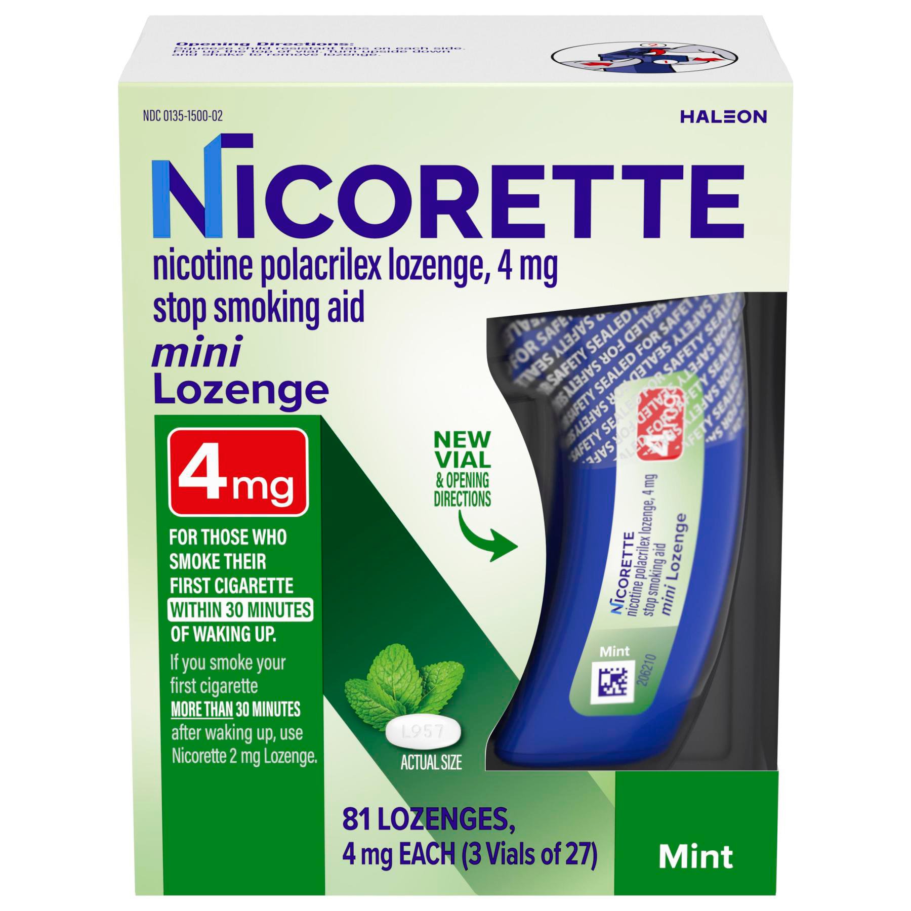 Nicorette Stop Smoking Aid Mini Lozenge 4 mg Mint Shop Smoking cessation at HEB