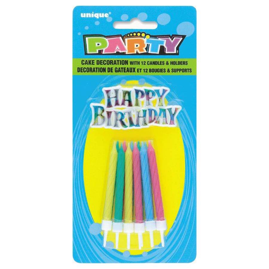 Unique Rainbow Happy Birthday Cake Topper with Birthday Candles Shop