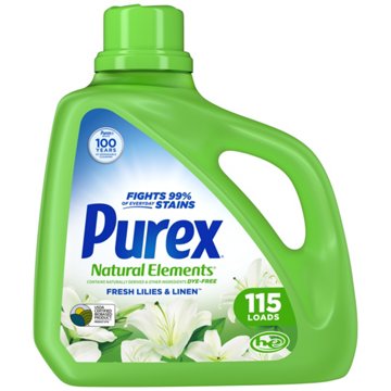Purex HE Liquid Laundry Detergent, 115 Loads - Natural Elements Fresh Linen & Lilies
