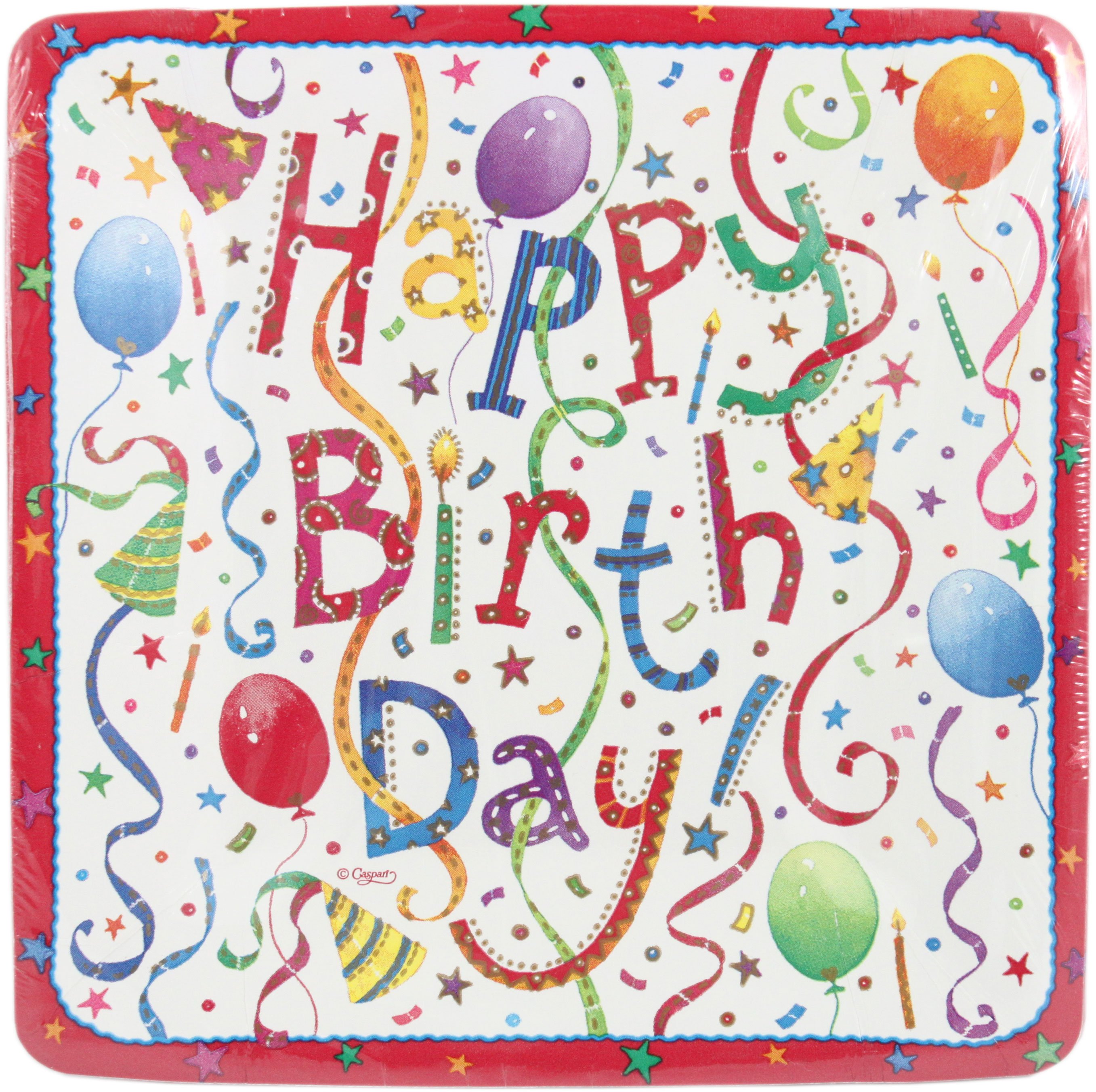 Caspari Happy Birthday Salad Plate Shop Disposable Kitchenware at HEB