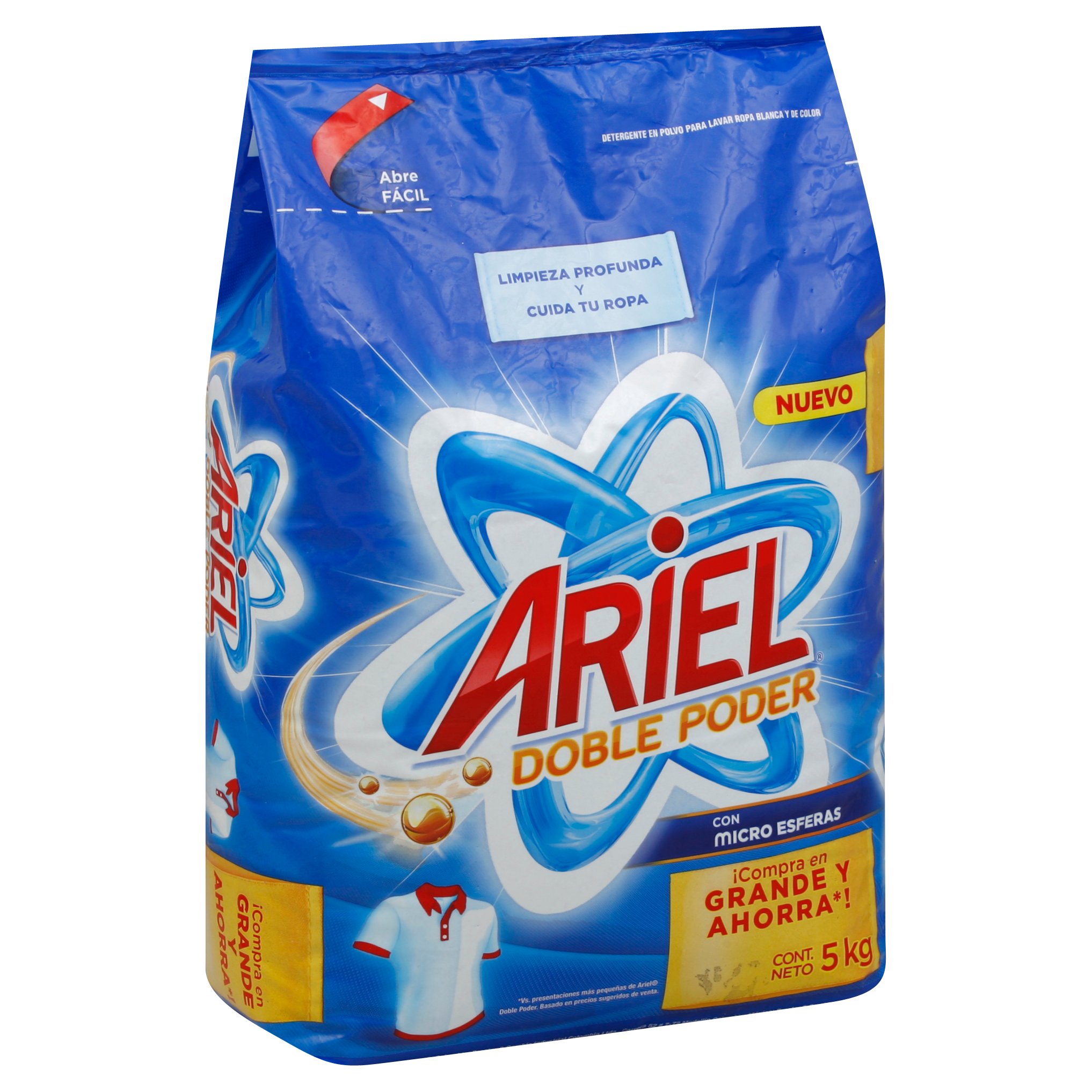 Detergente en Polvo Ariel Doble Poder Ropa Blanca y de Color 5 kg