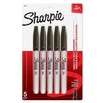 Sharpie Fine Tip Permanent Markers - Black Ink, 5 pk