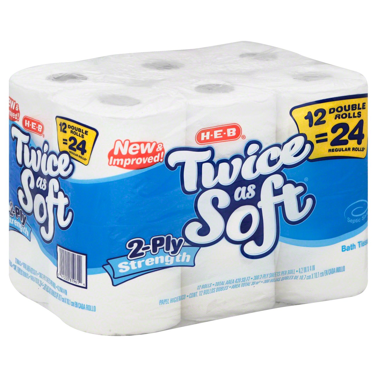 HEB Twice as Soft Double Rolls Bath Tissue Shop Toilet Paper at HEB